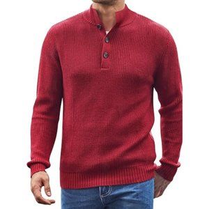 NEW McGregor Sweater Quarter Zip/Button Italian Pima Brick Red Knit SZ XL/XXL